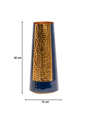 Decorative Enamel Vase - Golden & Blue