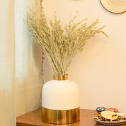 Decorative Enamel Vase - Golden & White