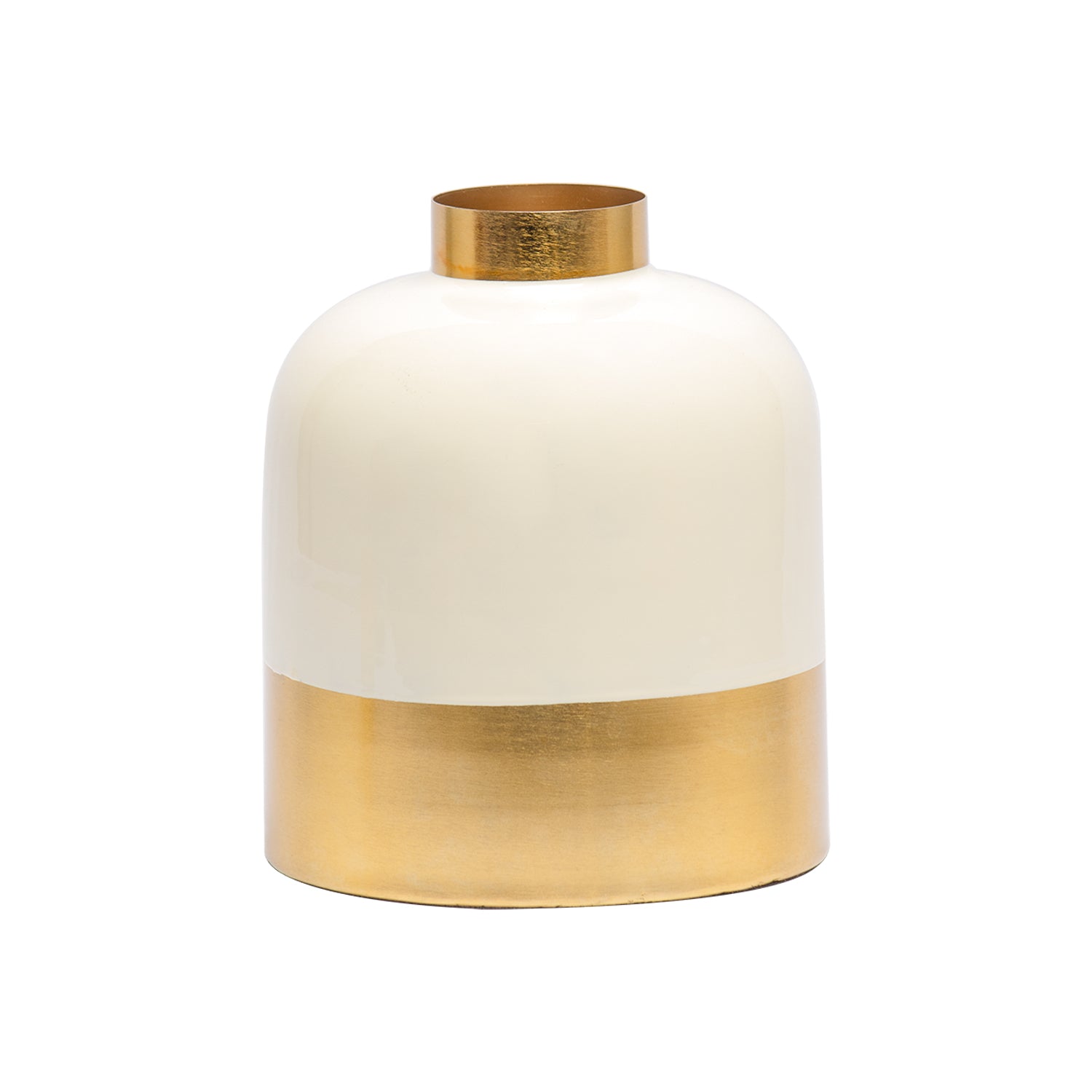 Decorative Enamel Vase - Golden & White