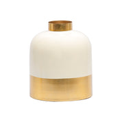 Decorative Enamel Vase - Golden & White