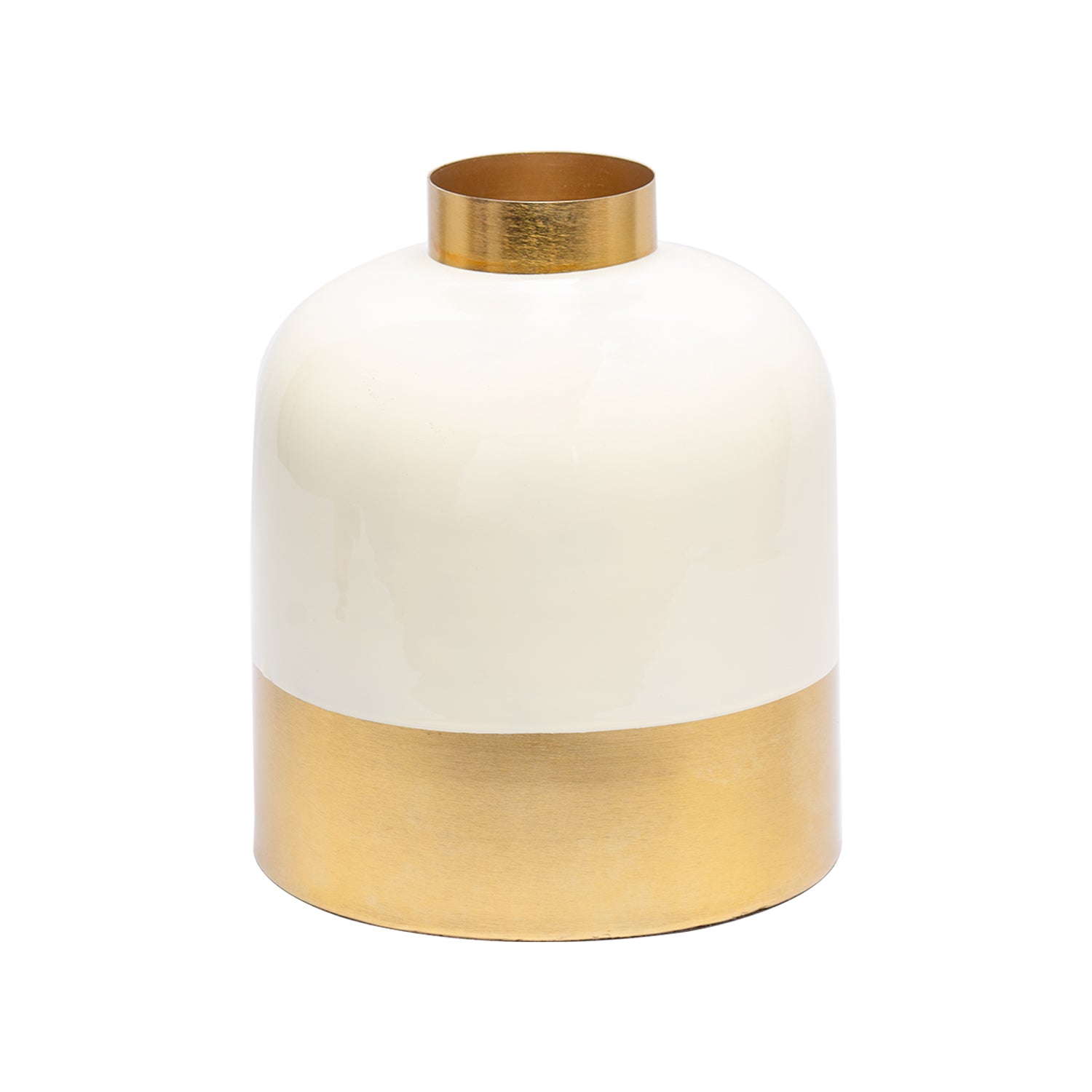 Decorative Enamel Vase - Golden & White