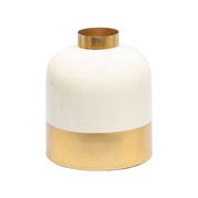Decorative Enamel Vase - Golden & White