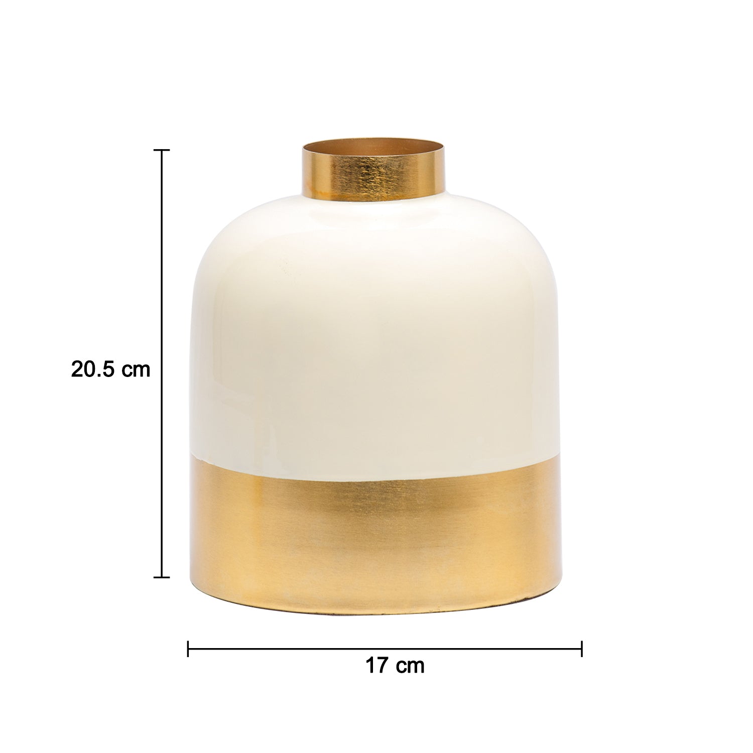 Decorative Enamel Vase - Golden & White