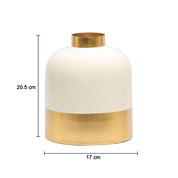 Decorative Enamel Vase - Golden & White