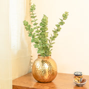 Decorative Golden Hammered Vase - Matka Shape