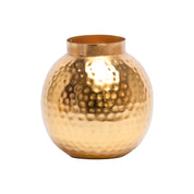 Decorative Golden Hammered Vase - Matka Shape