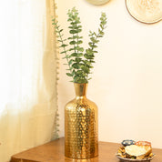 Decorative Golden Hammered Flower Vase - Cylinderical Shape