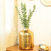 Decorative Hammered Vase  -Golden & Cylinder Shape