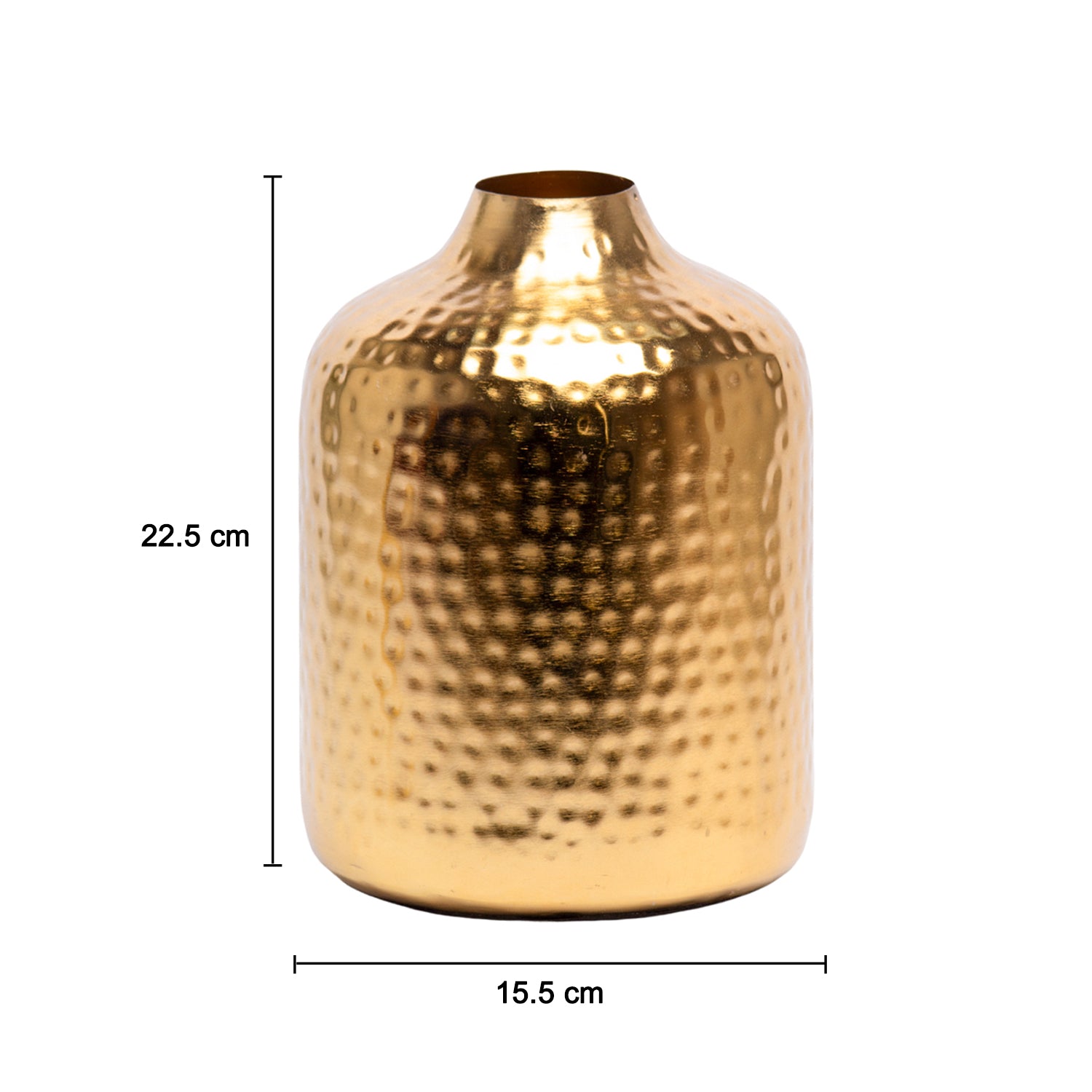 Decorative Hammered Vase  -Golden & Cylinder Shape