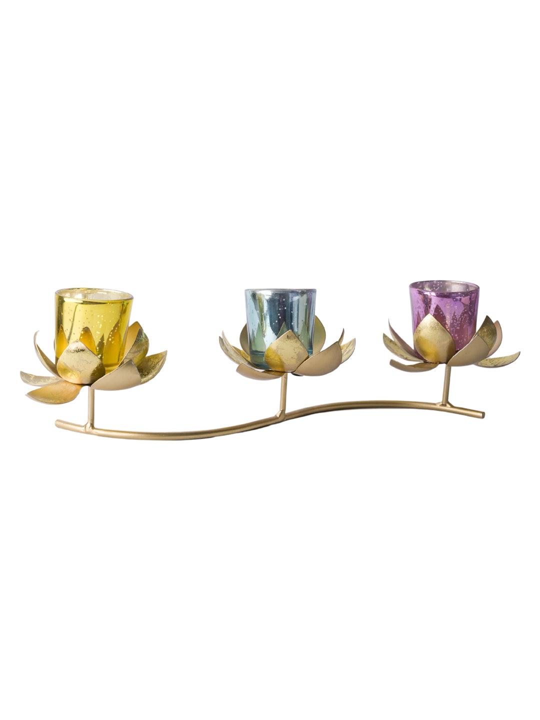 3 Lotus Mercury Votive Candle Holder for Table - MARKET99