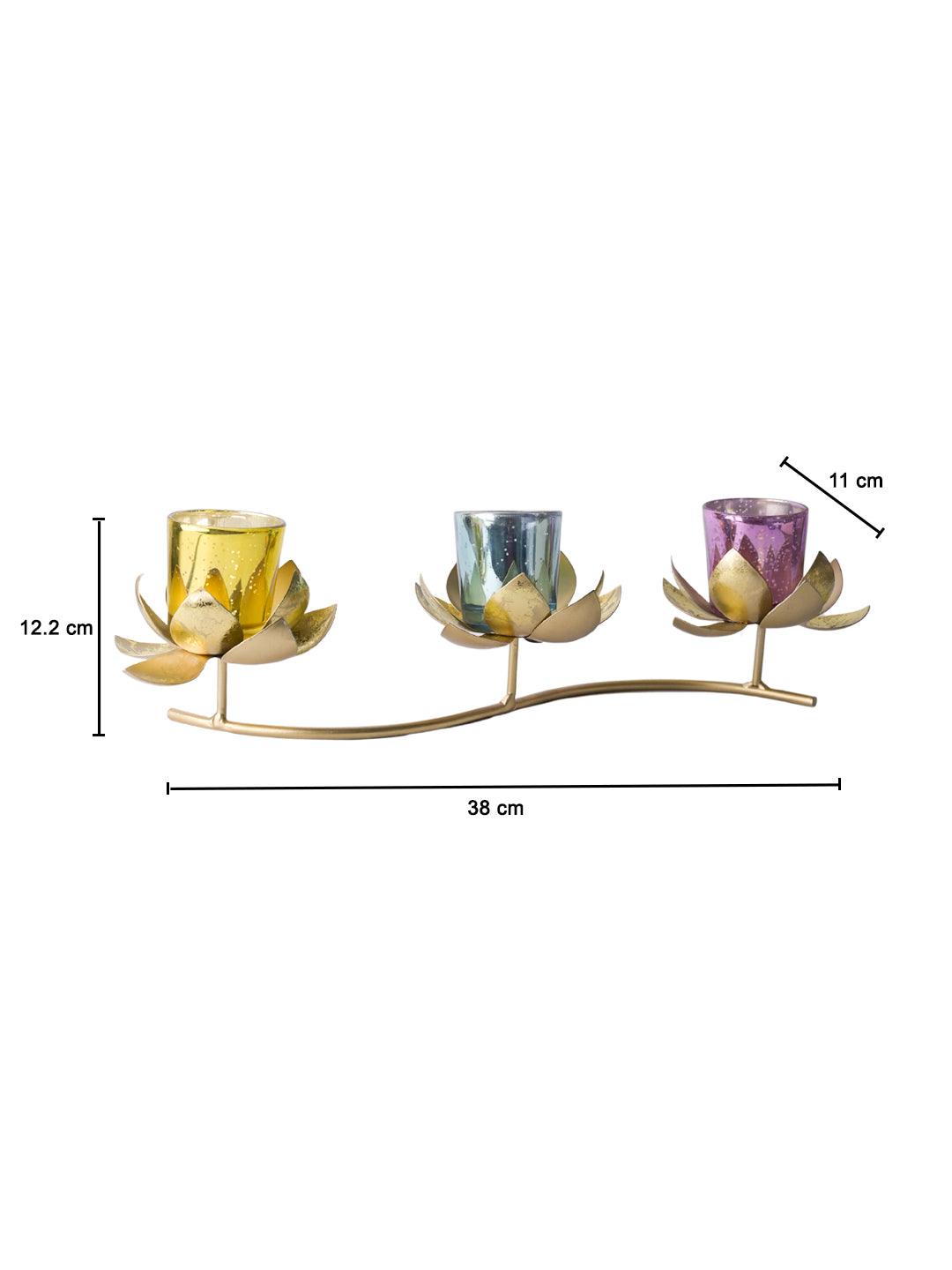 3 Lotus Mercury Votive Candle Holder for Table