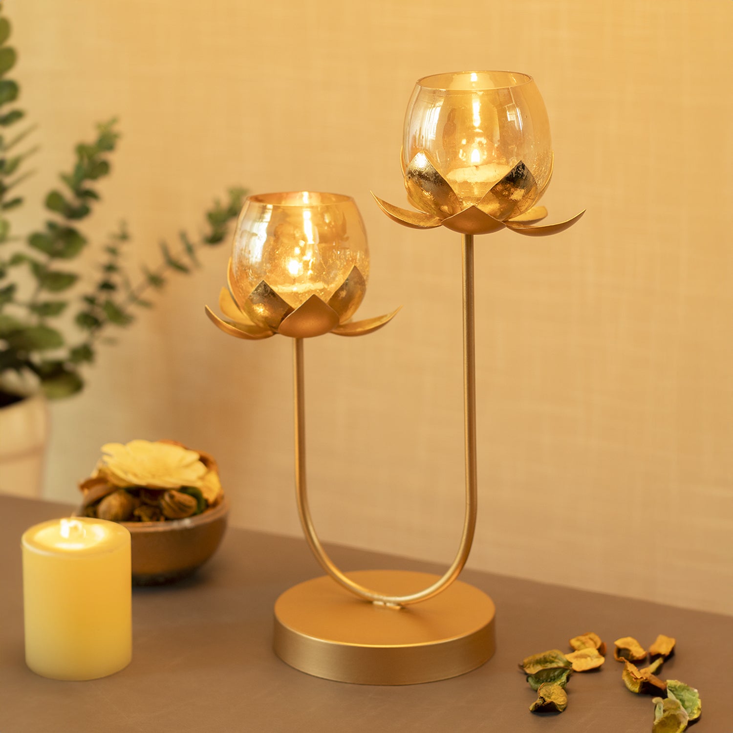 2 Lotus Mercury Votive Candle Holder for Table