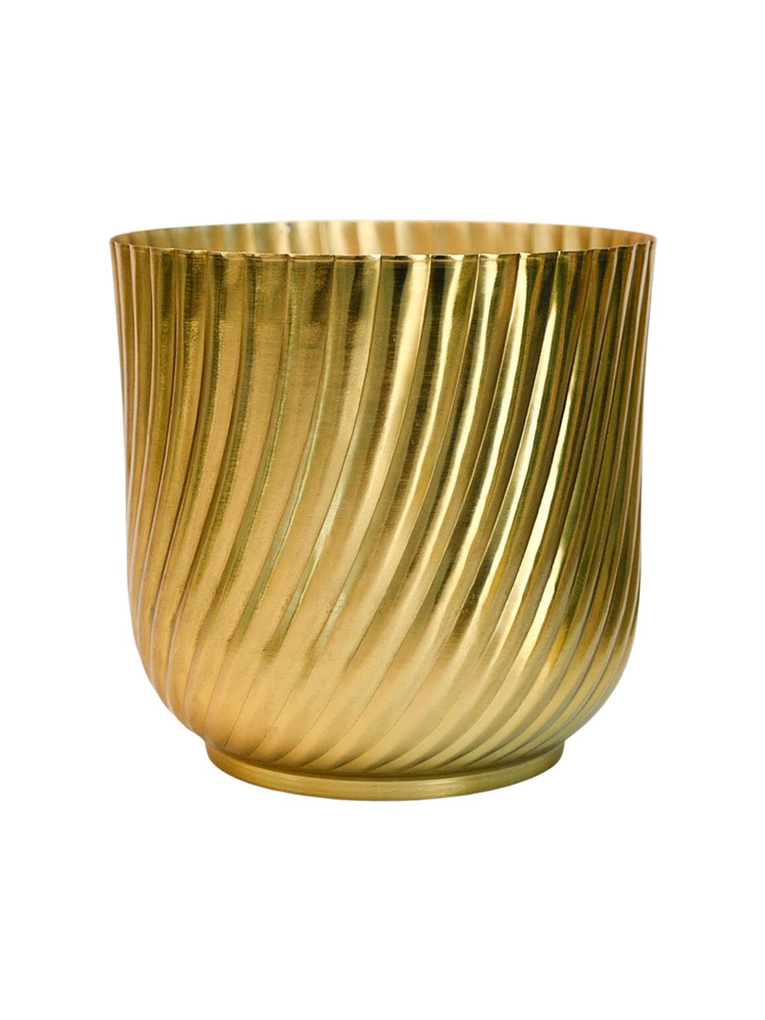 Ribbed Metal Vase - Golden - MARKET99