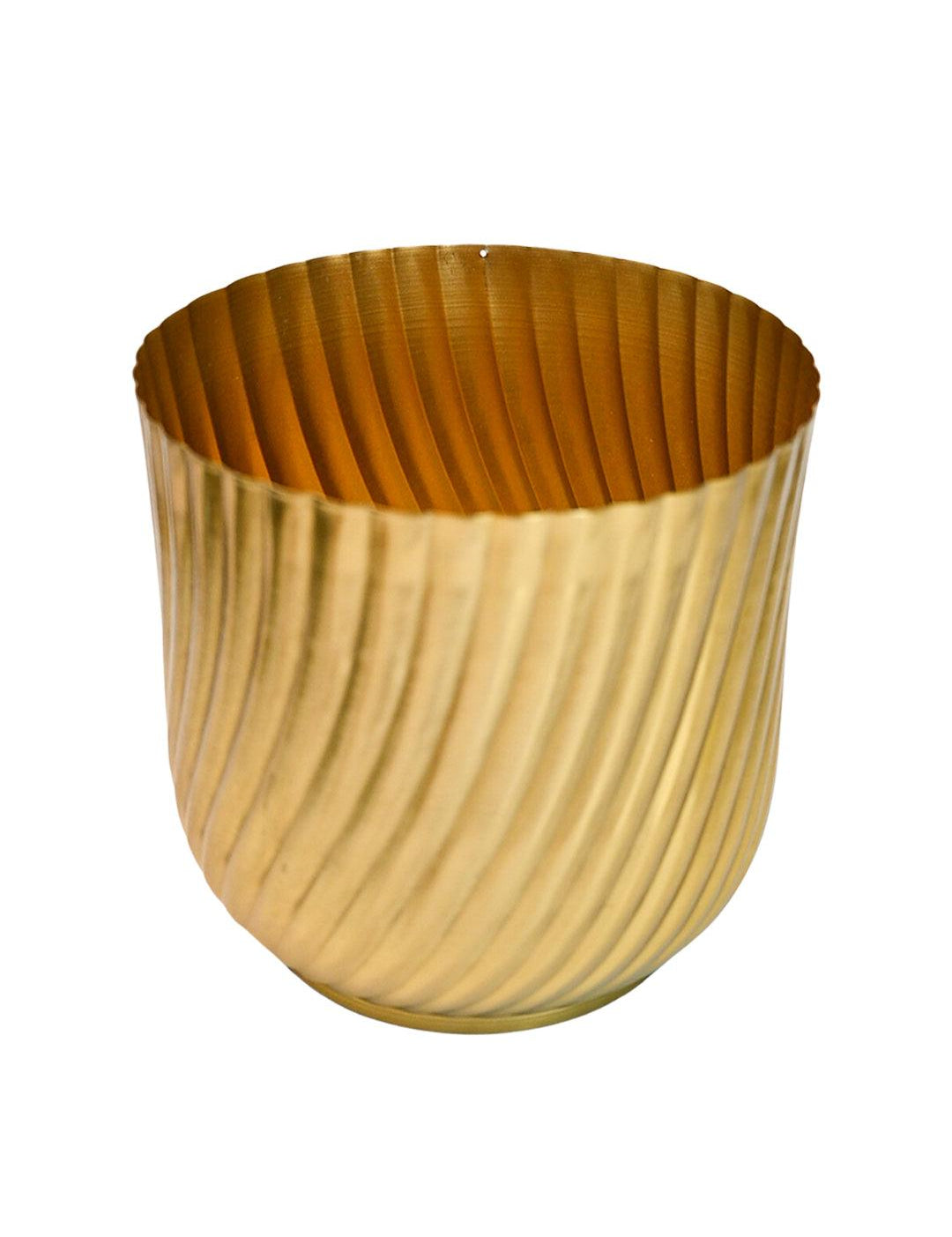 Ribbed Metal Vase - Golden - MARKET99