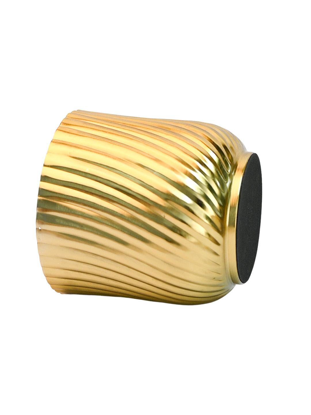 Ribbed Metal Vase - Golden