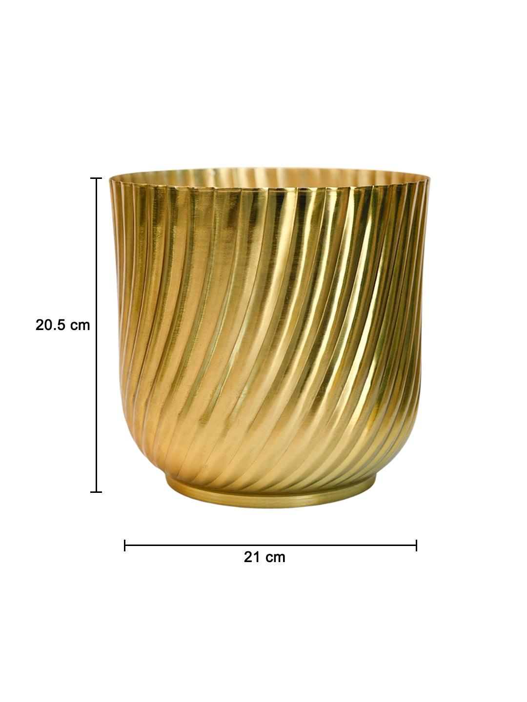 Ribbed Metal Vase - Golden - MARKET99