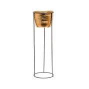 Gold Hammered Metal Floor Planter with Stand