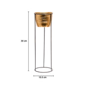 Gold Hammered Metal Floor Planter with Stand