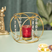 Golden Crystal Hanging T-Lite Holder