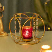 Golden Crystal Hanging T-Lite Holder