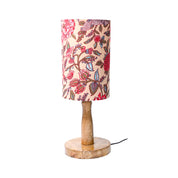 Wooden Table Lamp With Multi Floral Print Shade