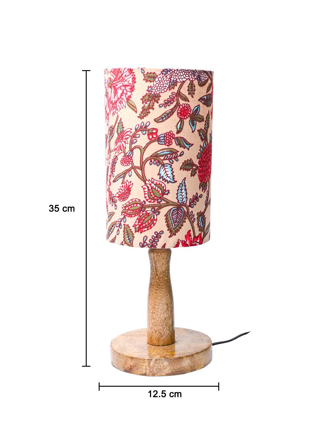 Wooden Table Lamp With Multi Floral Print Shade - MARKET99