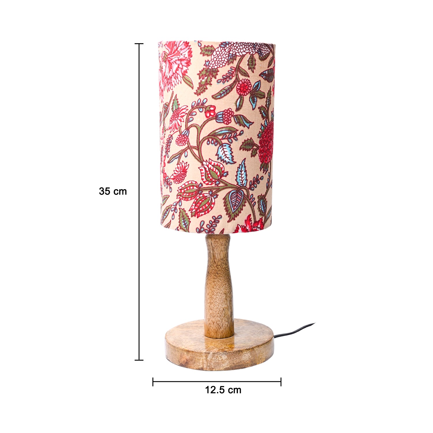 Wooden Table Lamp With Multi Floral Print Shade