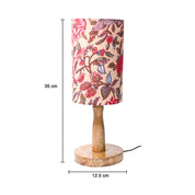 Wooden Table Lamp With Multi Floral Print Shade