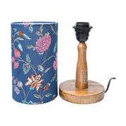 Wooden Table Lamp With Multi Floral Print Shade