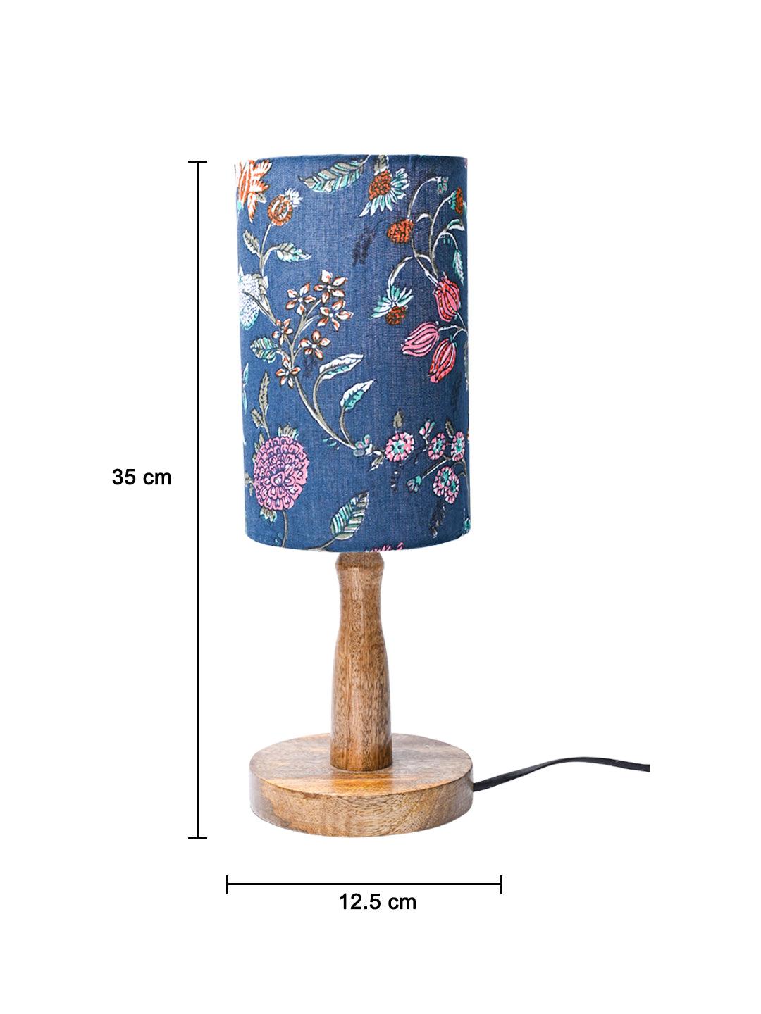 Wooden Table Lamp With Multi Floral Print Shade - MARKET99