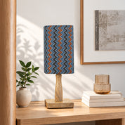 Wooden Table Lamp With Zig Zag Print Shade
