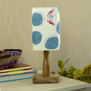 Wooden Table Lamp With Bird Print Shade