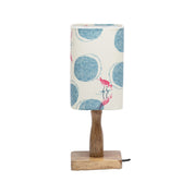 Wooden Table Lamp With Bird Print Shade