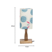 Wooden Table Lamp With Bird Print Shade