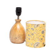 Wooden Table Lamp With Yellow Floral Shade