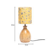 Wooden Table Lamp With Yellow Floral Shade