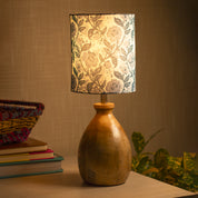 Wooden Table Lamp With Grey Shade - Grey