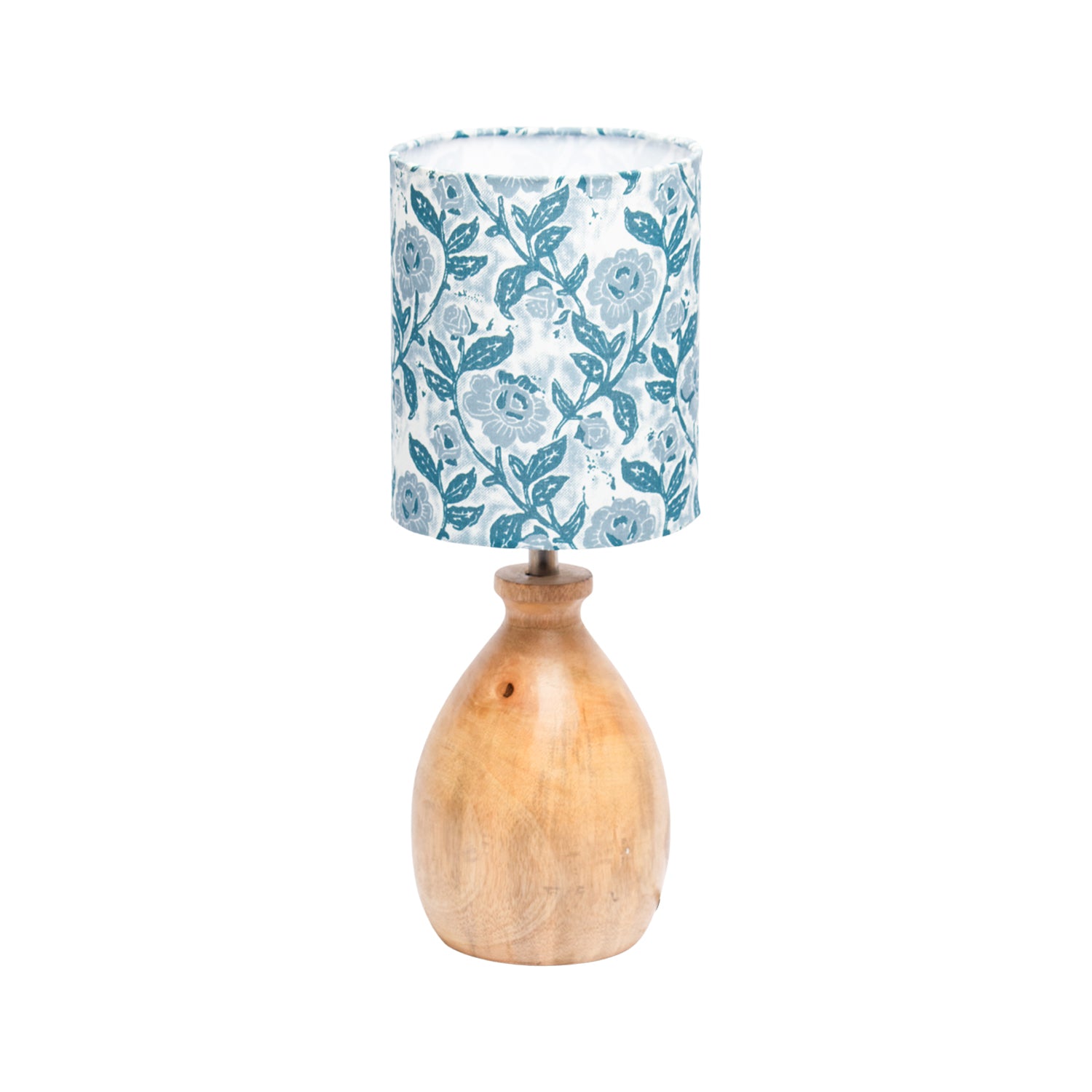 Wooden Table Lamp With Grey Shade - Grey