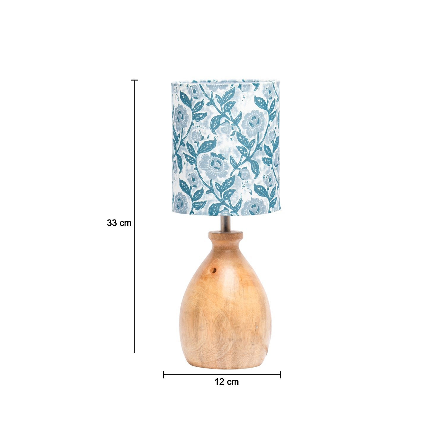 Wooden Table Lamp With Grey Shade - Grey