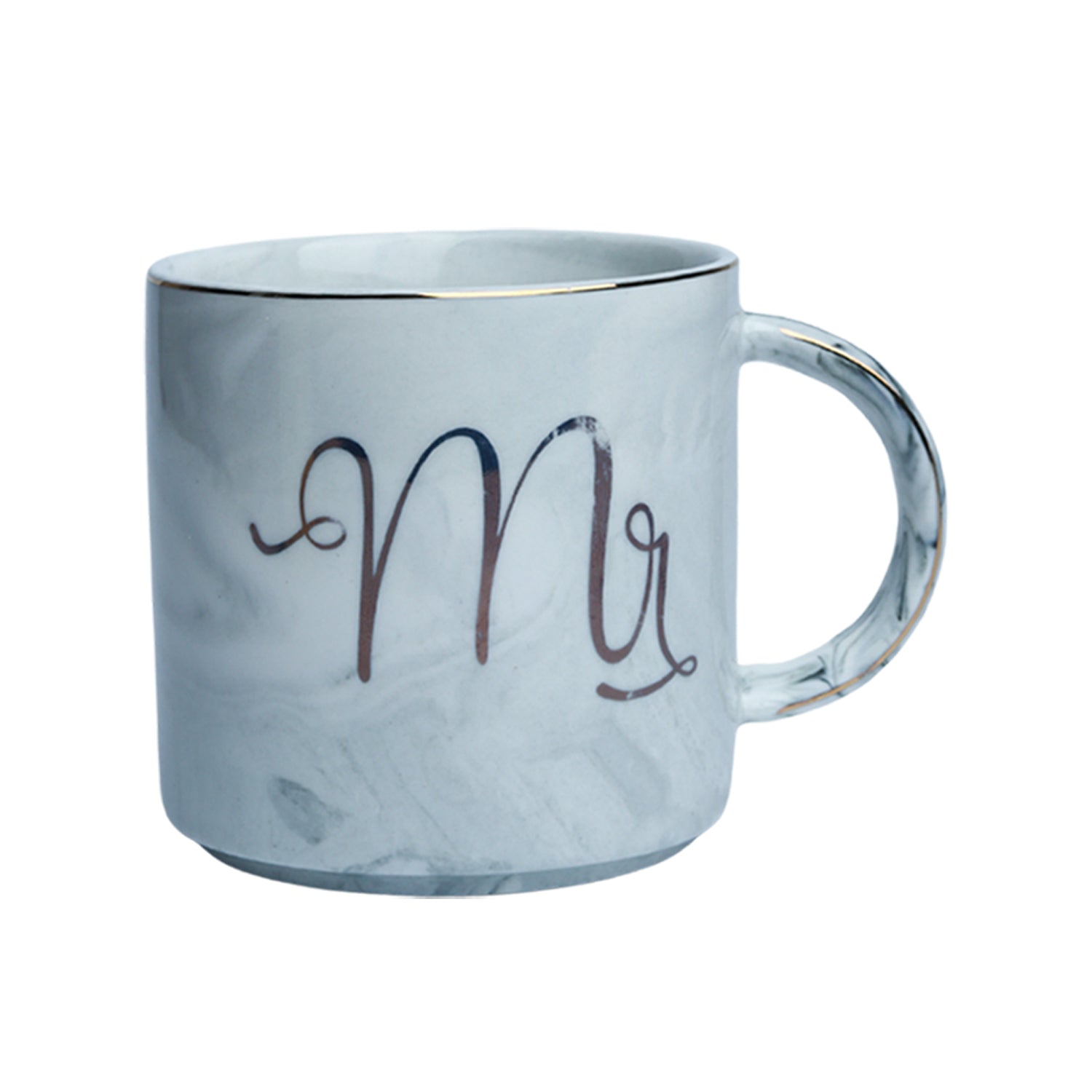 Marble Texture Mr. & Mrs. Coffee Mug - Set Of 2, 350 ml