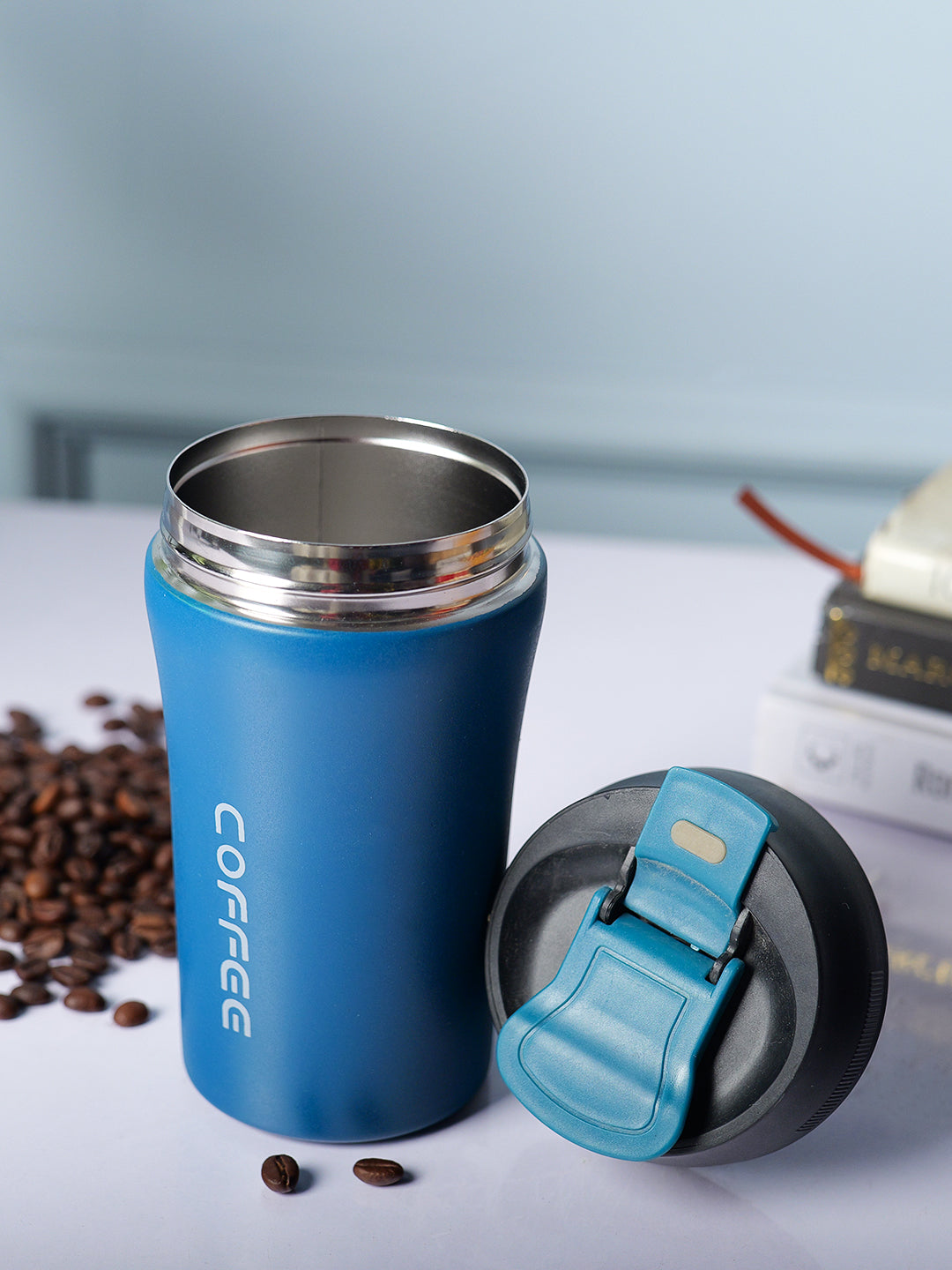 400ml Coffee Cup Travel with Leakproof Lid and Straws - Teal