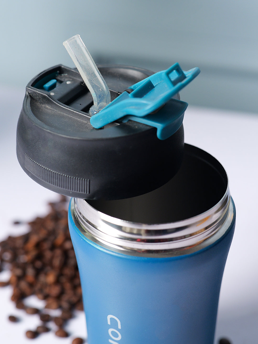 400ml Coffee Cup Travel with Leakproof Lid and Straws - Teal