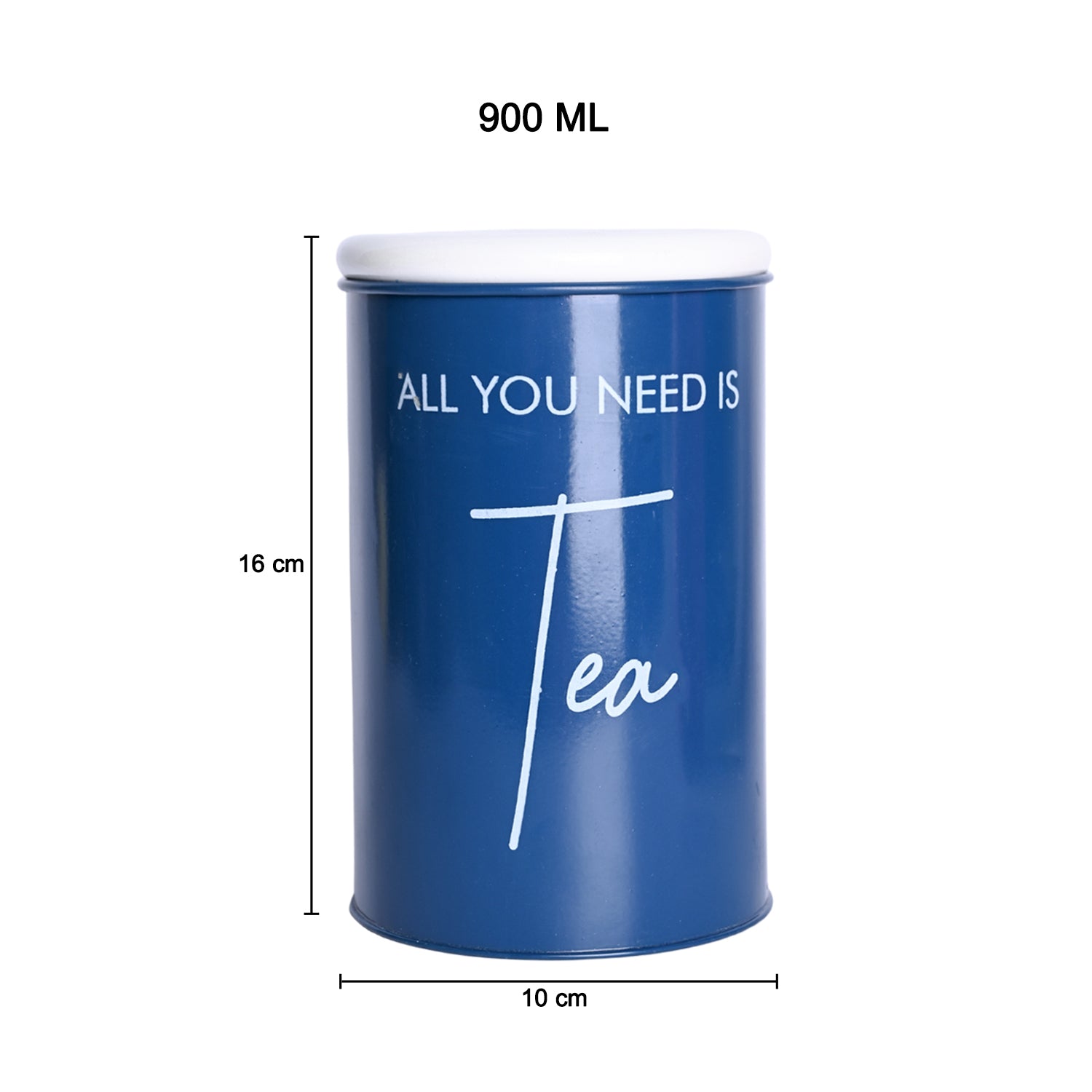 Metal Tea Storage Jar - Blue, 900 Ml (Chai Patti Conatiner)