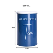 Metal Tea Storage Jar - Blue, 900 Ml (Chai Patti Conatiner)