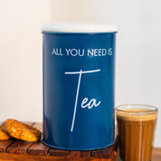 Metal Tea Storage Jar - Blue, 900 Ml (Chai Patti Conatiner)