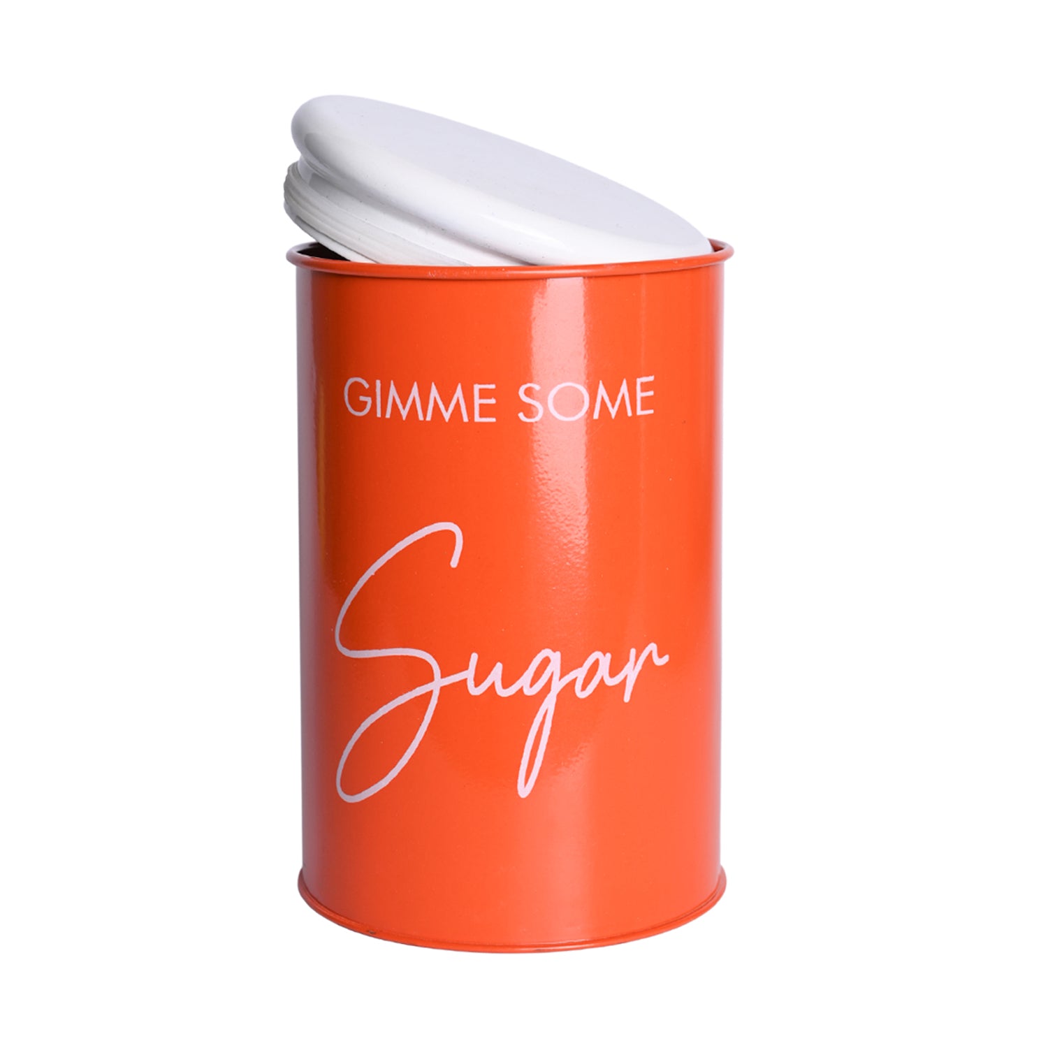 Metal Orange Storage Sugar Jar - 900Ml