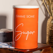 Metal Orange Storage Sugar Jar - 900Ml
