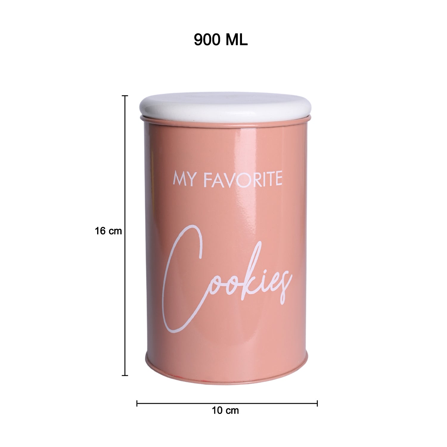 Metal Cookies Jar - Brown, 900 Ml