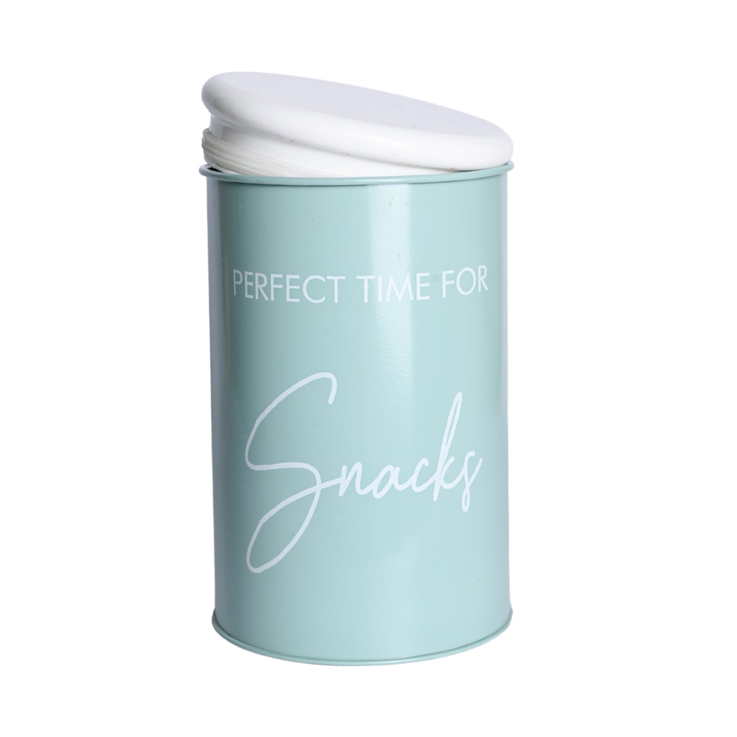 Metal Snacks Storage Jar - Light Green, 900 Ml