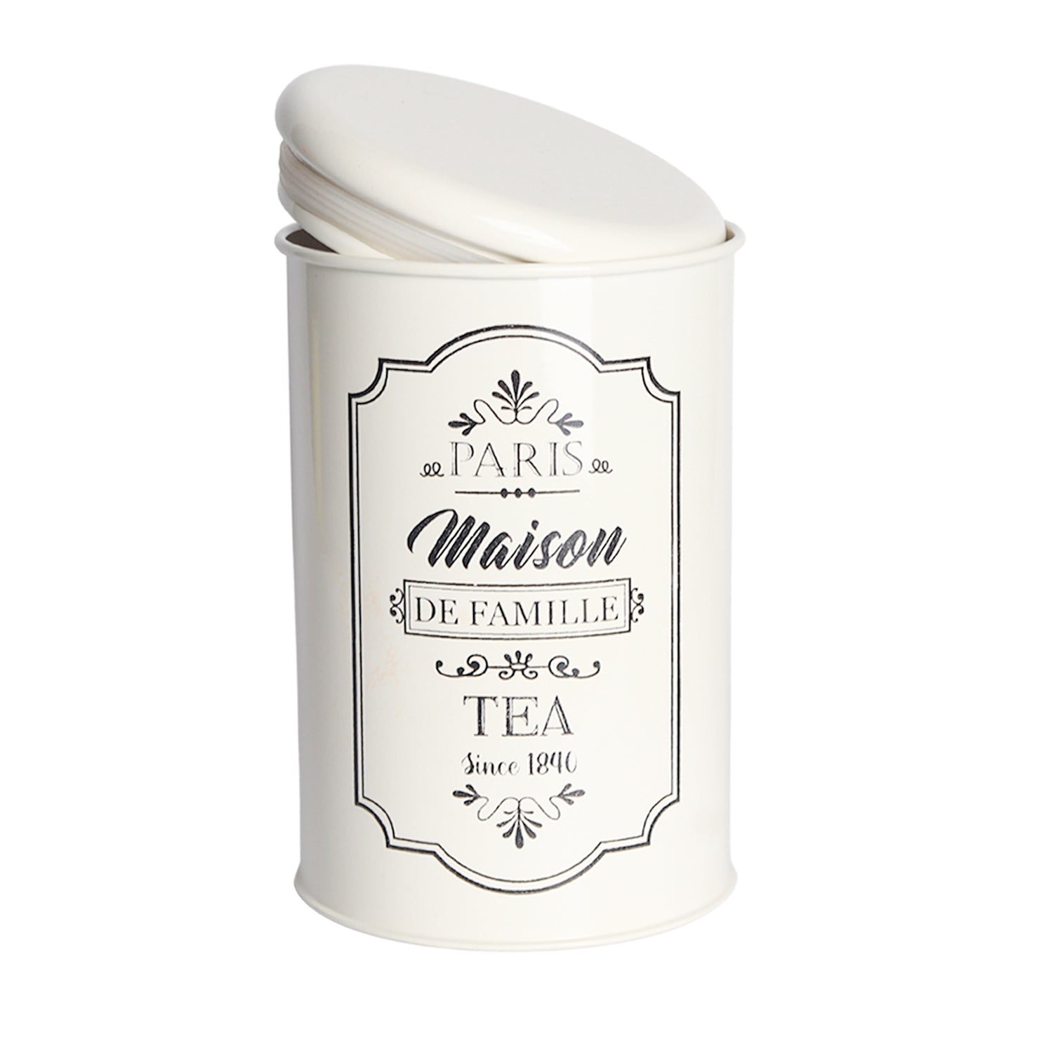 Metal Tea Jar - Ivory & 900 Ml